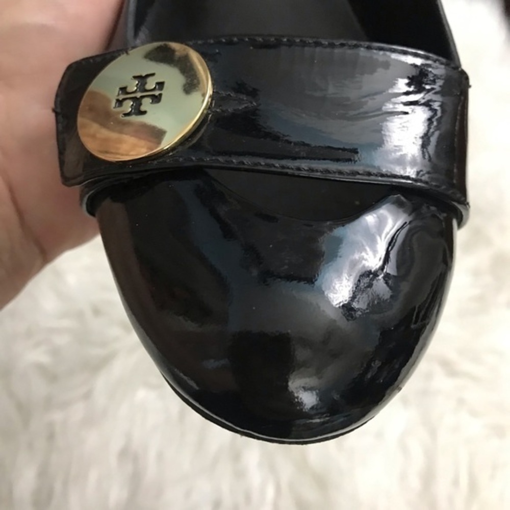 Tory Burch Black Patent Sling Back Heels 8.5